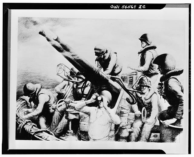Photo:WWII U.S. Navy Gun Crew Battleship Artillery Crew 1940s