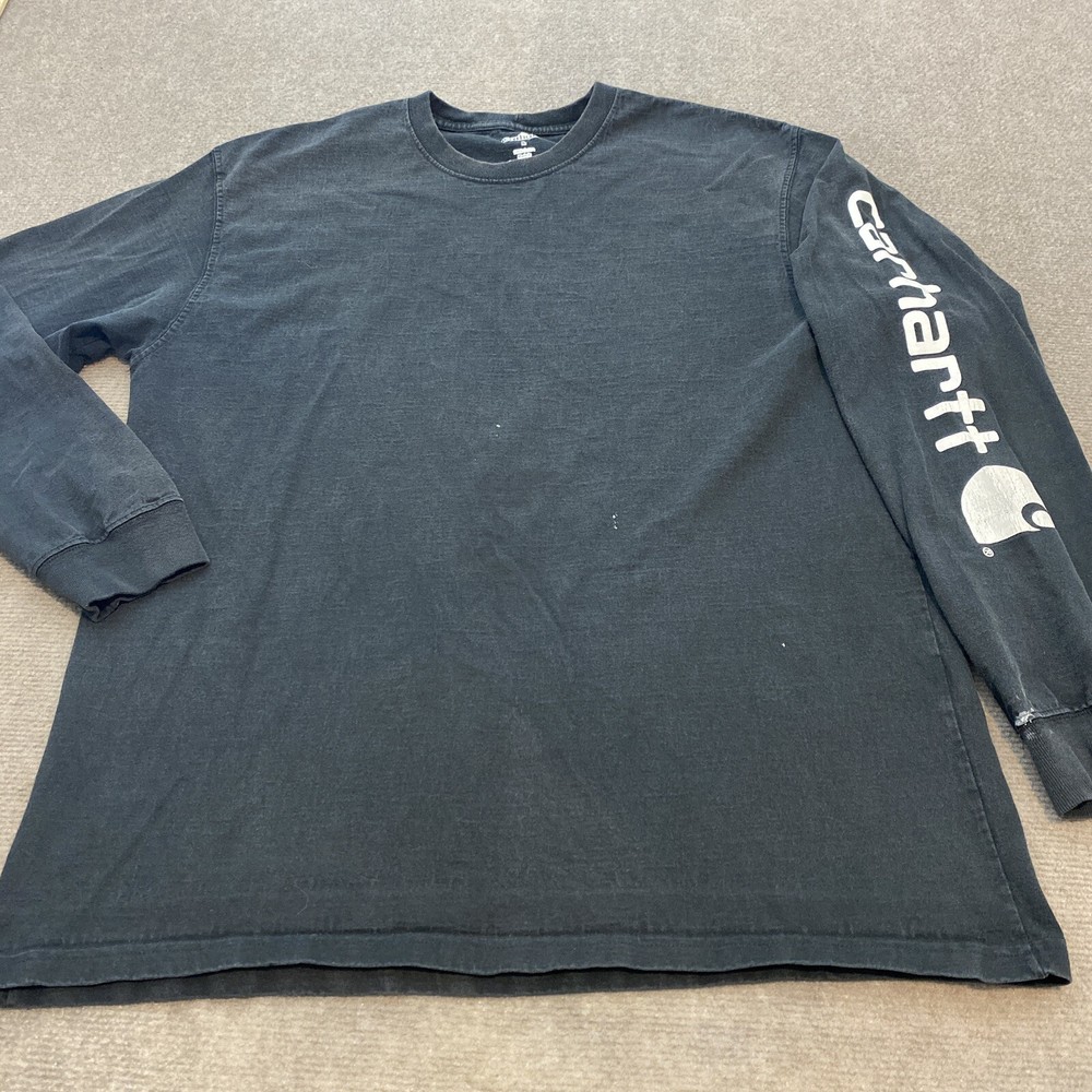 Carhartt Mens Large Long Sleeve T Shirt DISTRESSED Paint Heavyweight K231 BLK