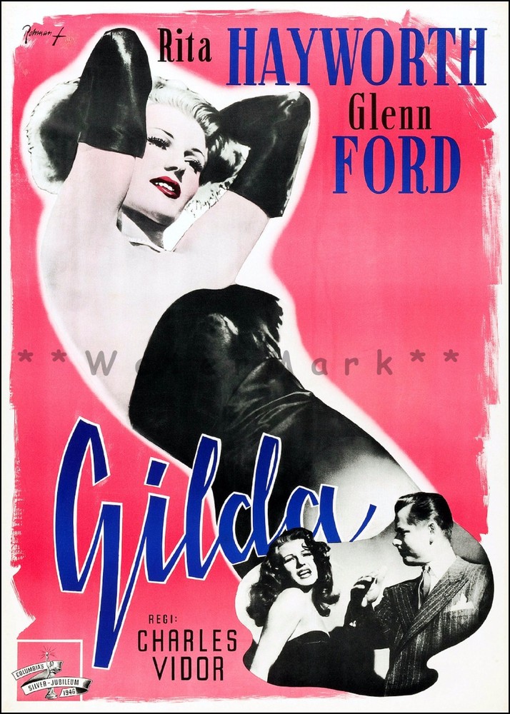 Vintage Gilda 1946 Movie Poster with Rita Hayworth & Glenn Ford – Classic Wall Art
