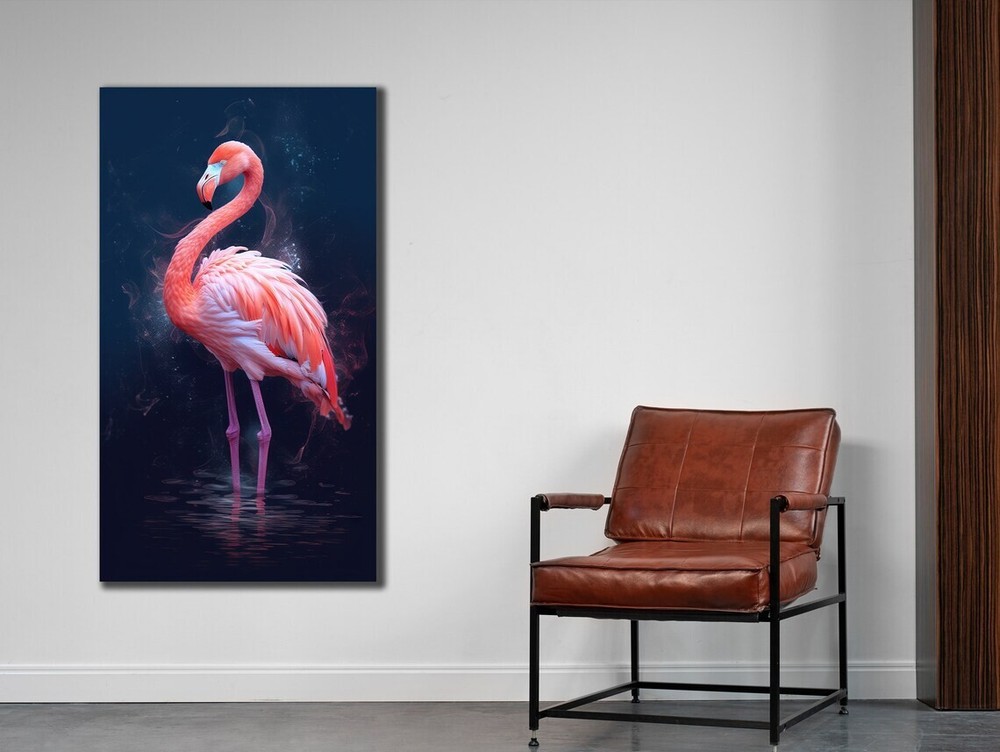 Flamingo Pink Bird on Water Painting Unframed Canvas Print Australian Wall Art