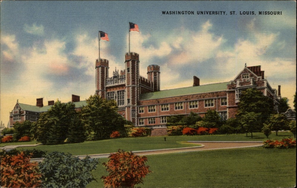 St Louis Missouri Washington University Forest Park unused 1940s linen postcard