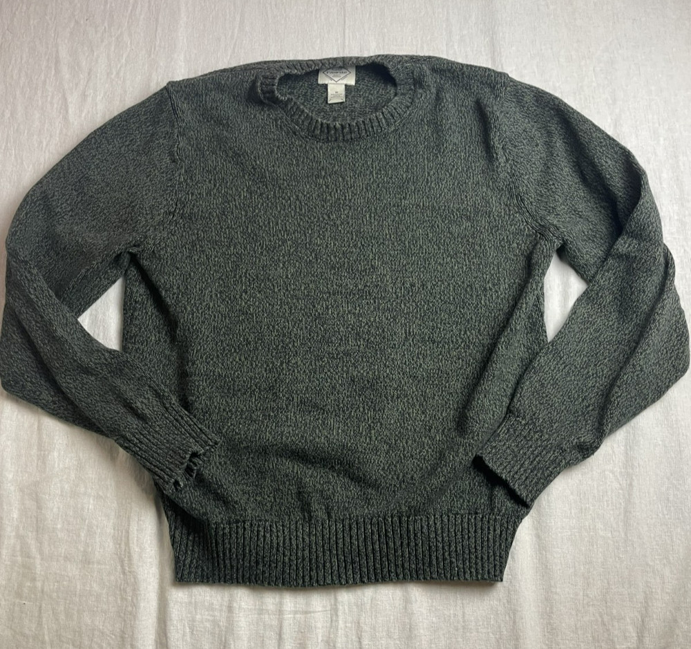 St. John's Bay Gray Mens Size M Marl Knit Grandpacore Crewneck Pullover Sweater