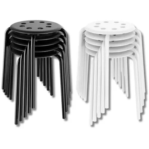 IKEA Commercial Plastic Stackable Stools Metal Leg Round Top Backless Bar Stool
