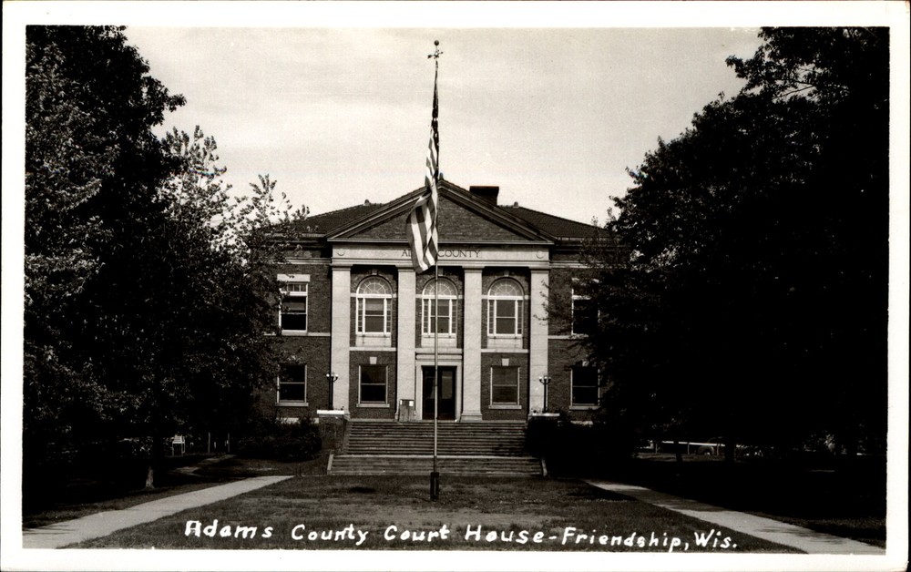 Adams County Court House ~ Friendship Wisconsin WI ~ RPPC real photo