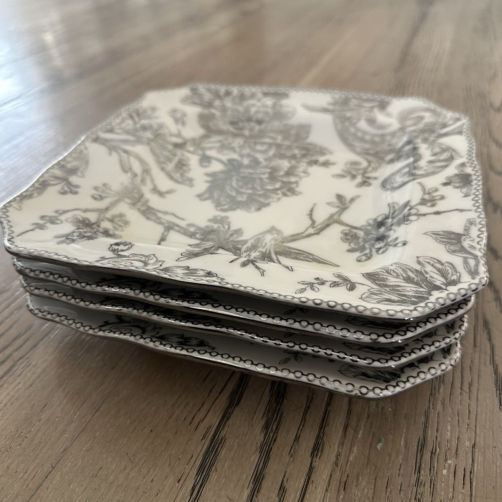 222 Fifth Adelaide Silver China Floral Bird 8