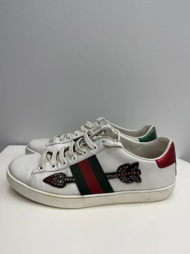 Gucci Ace Arrow OG Leather Low-Top Sneakers Size 37