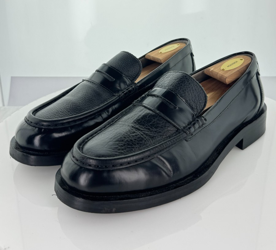 A24 $275 Men's Sz 44 M AllSaints Bloom Leather Penny Loafer In Black
