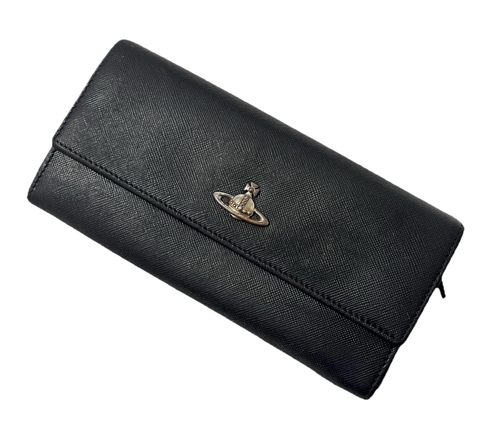 Vivienne Westwood Long Clip Wallet Black Red Interior Multi Card Holder Women's