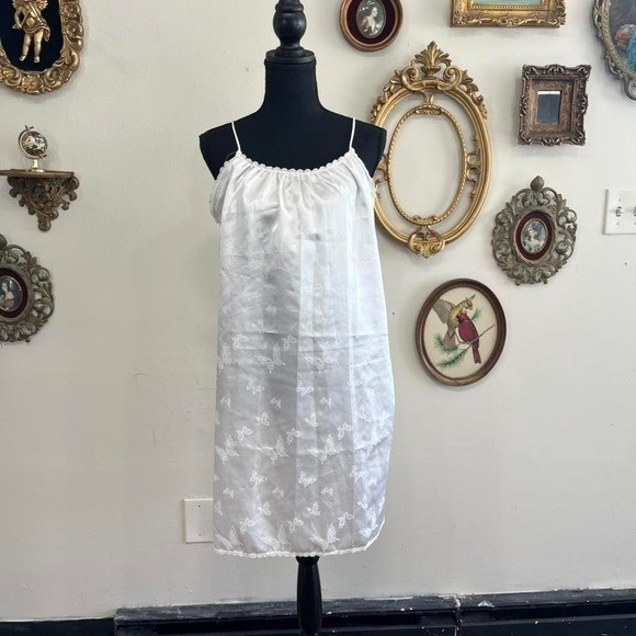 VINTAGE Papillon Neiman Marcus Butterfly Lace Trim Slip Dress
