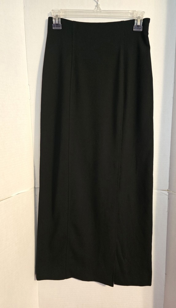 Banana Republic Stretch Size 2, Black Long Maxi Skirt, Wool, Slit