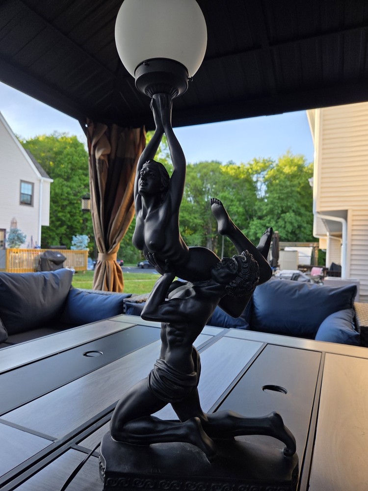 Large Vintage Art Deco Sculptural Nude Couple Table Lamp – Black Figural Statue