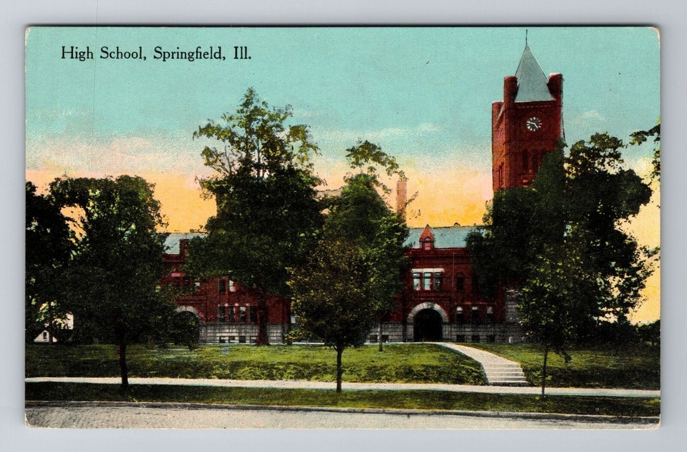 Springfield IL-Illinois, High School, Antique, Vintage Souvenir Postcard