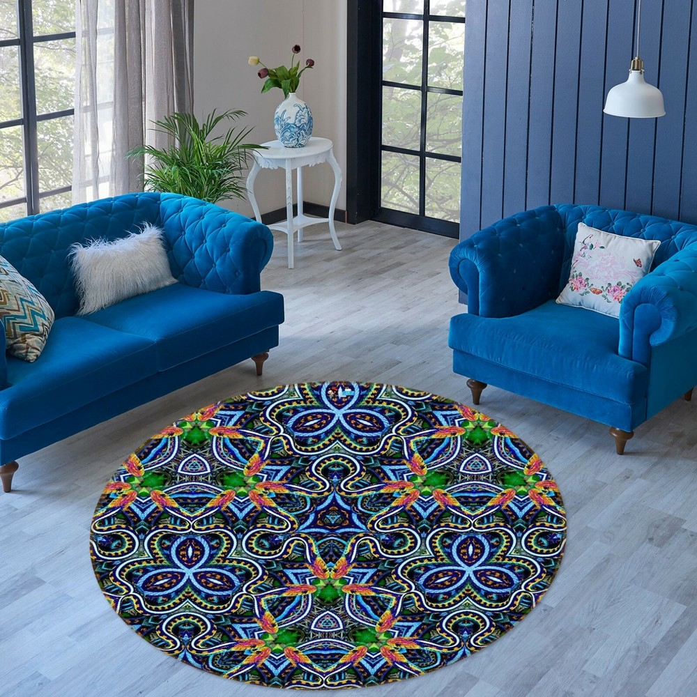 3D Dark Blue Leaf Pattern NAO10308 Game Rug Mat Elegant Photo Carpet Mat Fay