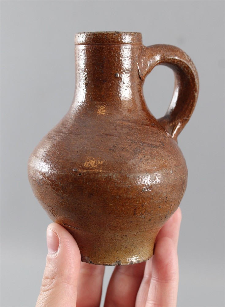 RARE Miniature Antique 17thC German Stoneware Bellarmine Jug Pitcher NR