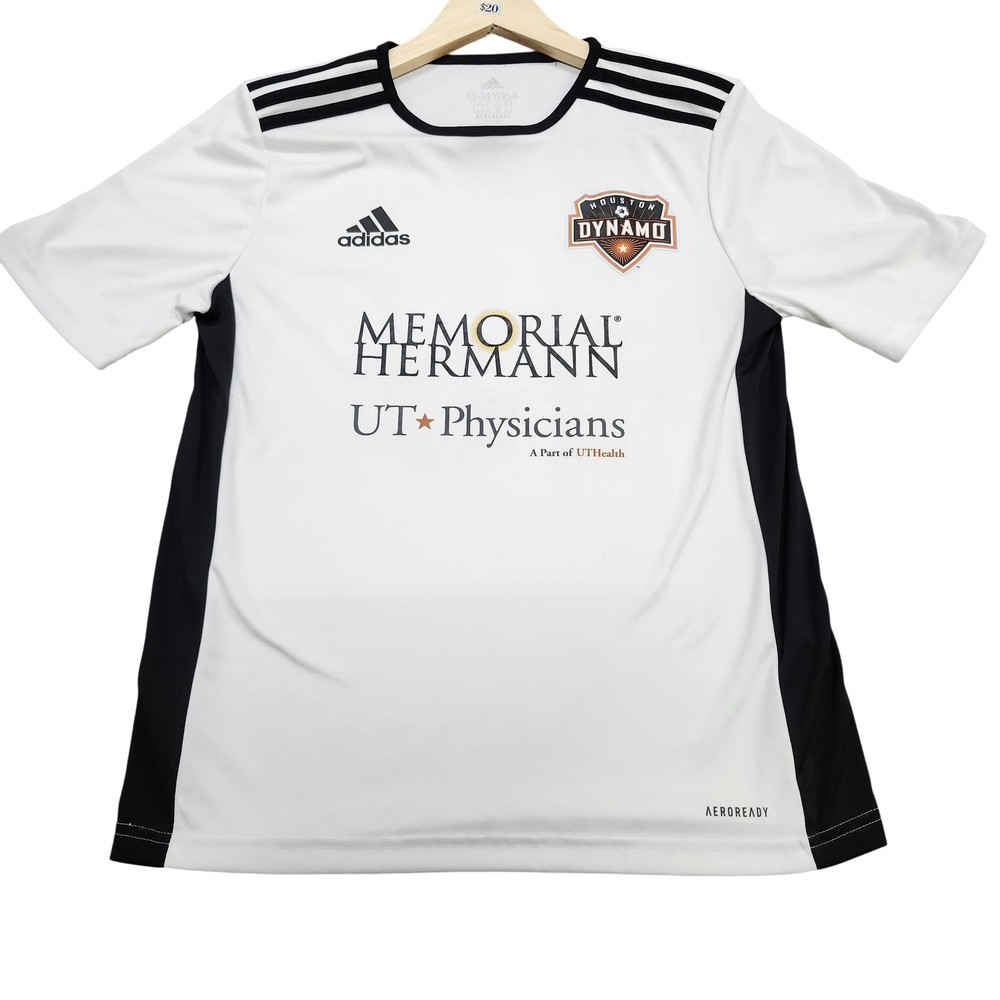 Houston Dynamo Jersey Youth 13-14Y 164 White MLS Soccer Adidas AEROREADY 13