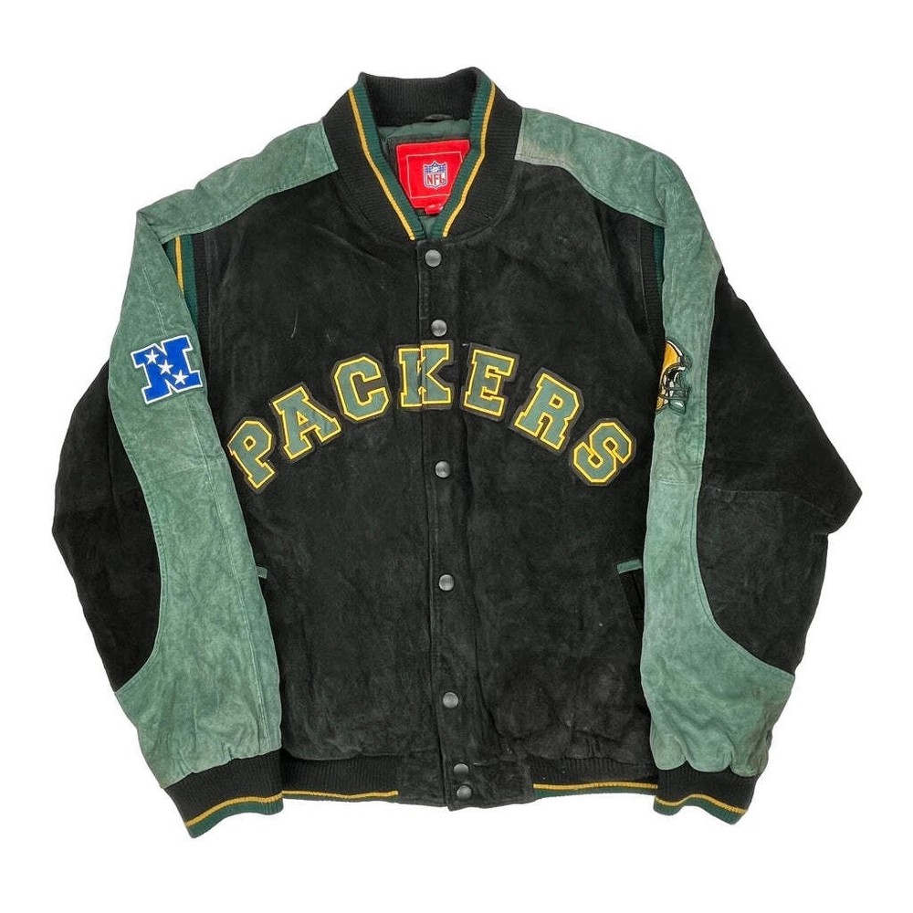 Packers Nfl Football Varsity Jacket - XL Black Suede