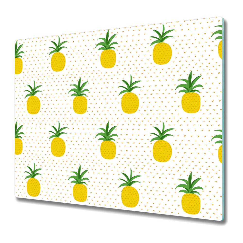 Glass Chopping Cutting Board Worktop Saver Pineapple Yellow Fruit art 60x52
