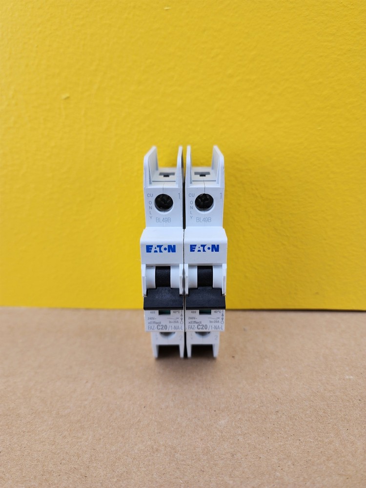 Eaton FAZ-C20/1-NA-L Miniature Circuit Breaker, C Curve, 1P, 240 V, 20A (lot/2)