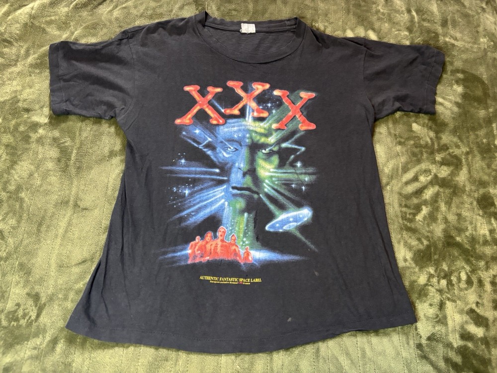 Vintage X Files Shirt Mens Medium Black 80s XXX Space Label France Movie Promo