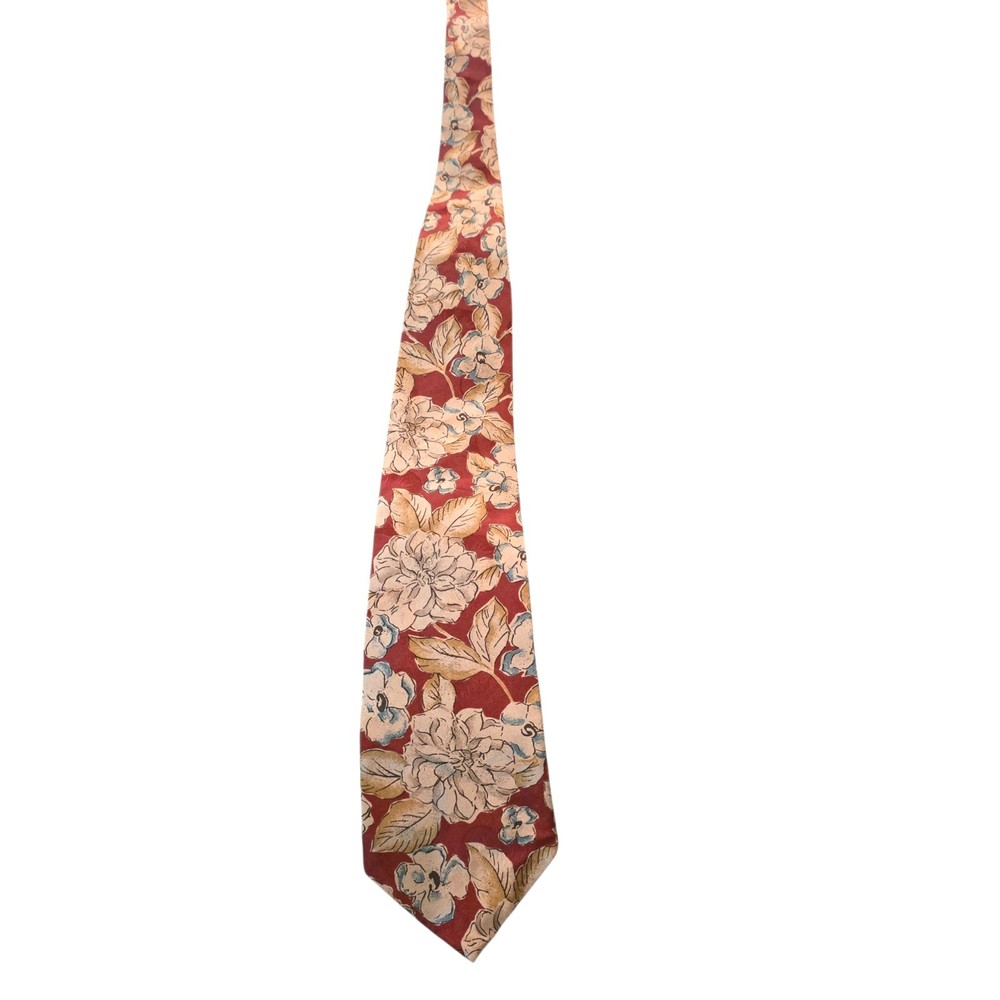 Vintage 1990s Oscar de la Renta Tie. 100% Silk. Made In USA. Floral Pattern.