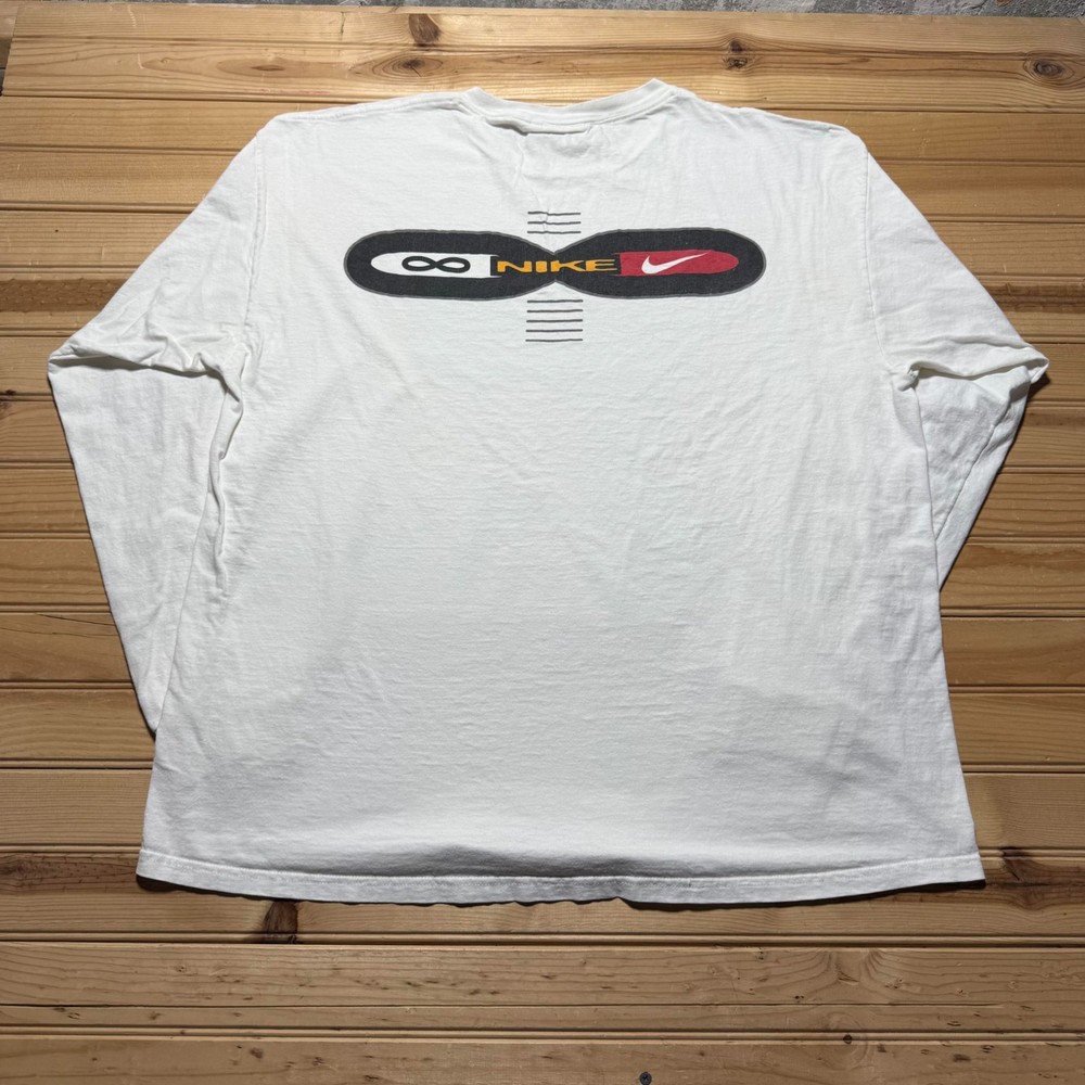 Vintage 90s Nike Sportswear Infinity Mini Swoosh Logo Long Sleeve Shirt Size XL