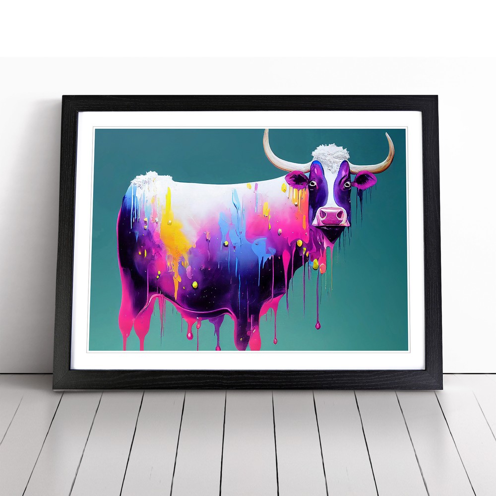 Cow Paint Drips Vol.3 Abstract Wall Art Print Framed Canvas Picture Poster Decor