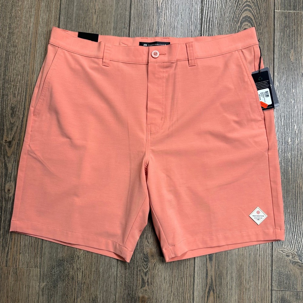 Travis Mathew Tech Chino Shorts Mens 38 Peach Pink 1MAA590 8