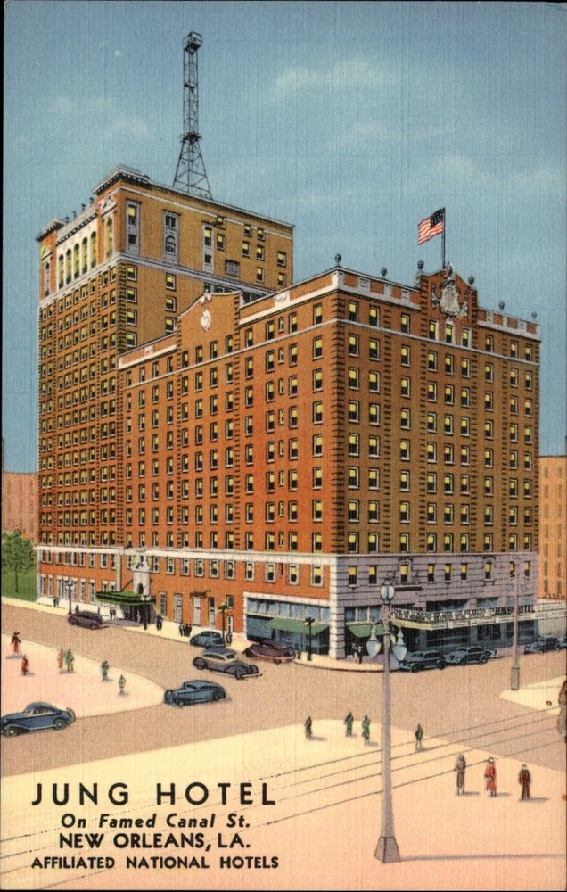 New Orleans Louisiana Jung Hotel Canal Street vintage linen postcard sku827