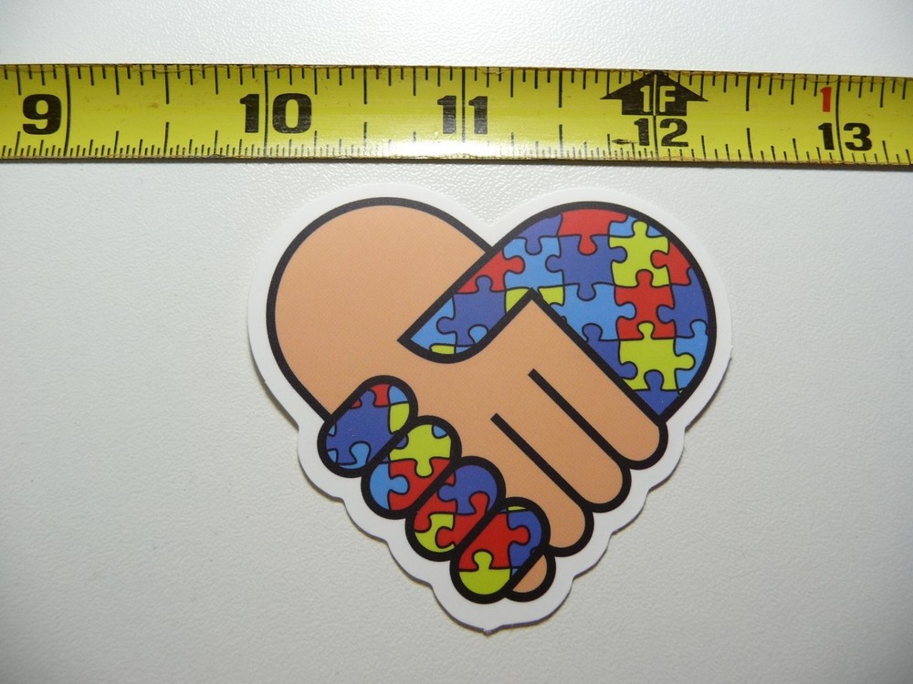 Autism Awareness Puzzle Hands Shaking Support Decal Sticker