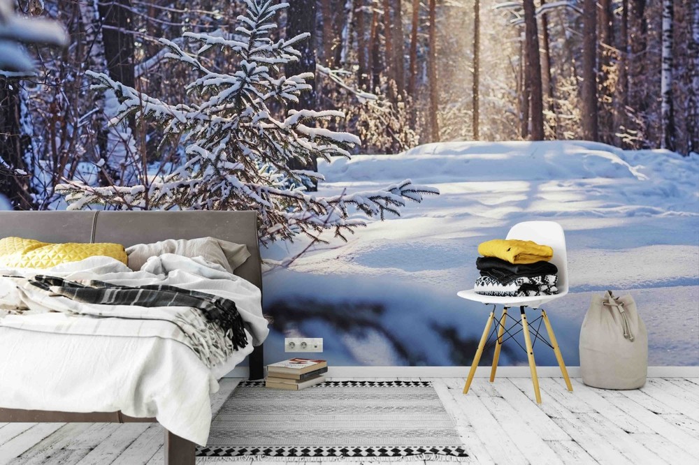 3D Pine Forest Winter Landscape Wall Murals Wallpaper Murals Wall Sticker