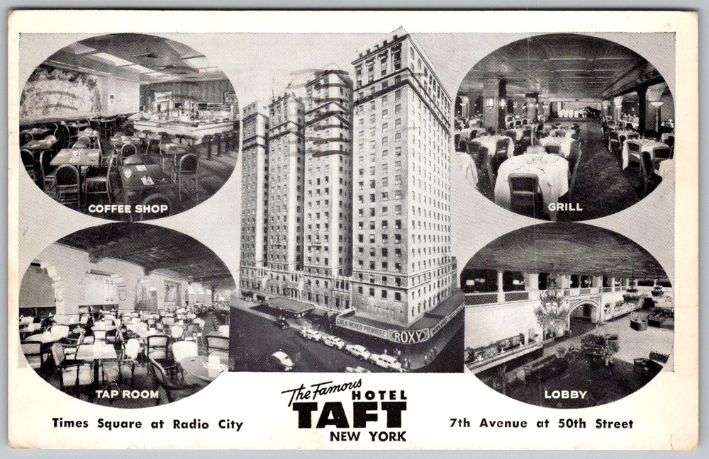 Vtg Postcard Hotel Taft Interior Collage New York, NY 1960s