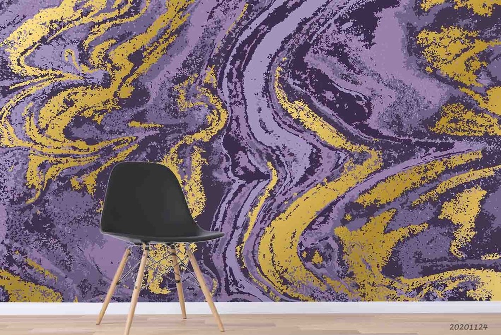 3D Purple Gold Marble Texture Wall Murals Wallpaper Murals Wall Sticker
