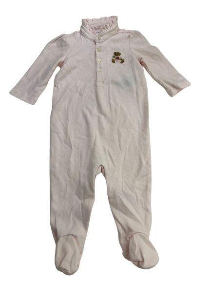 Ralph Lauren Pink Embroidered Polo Bear Footed Baby Coverall 6M Baby Girl
