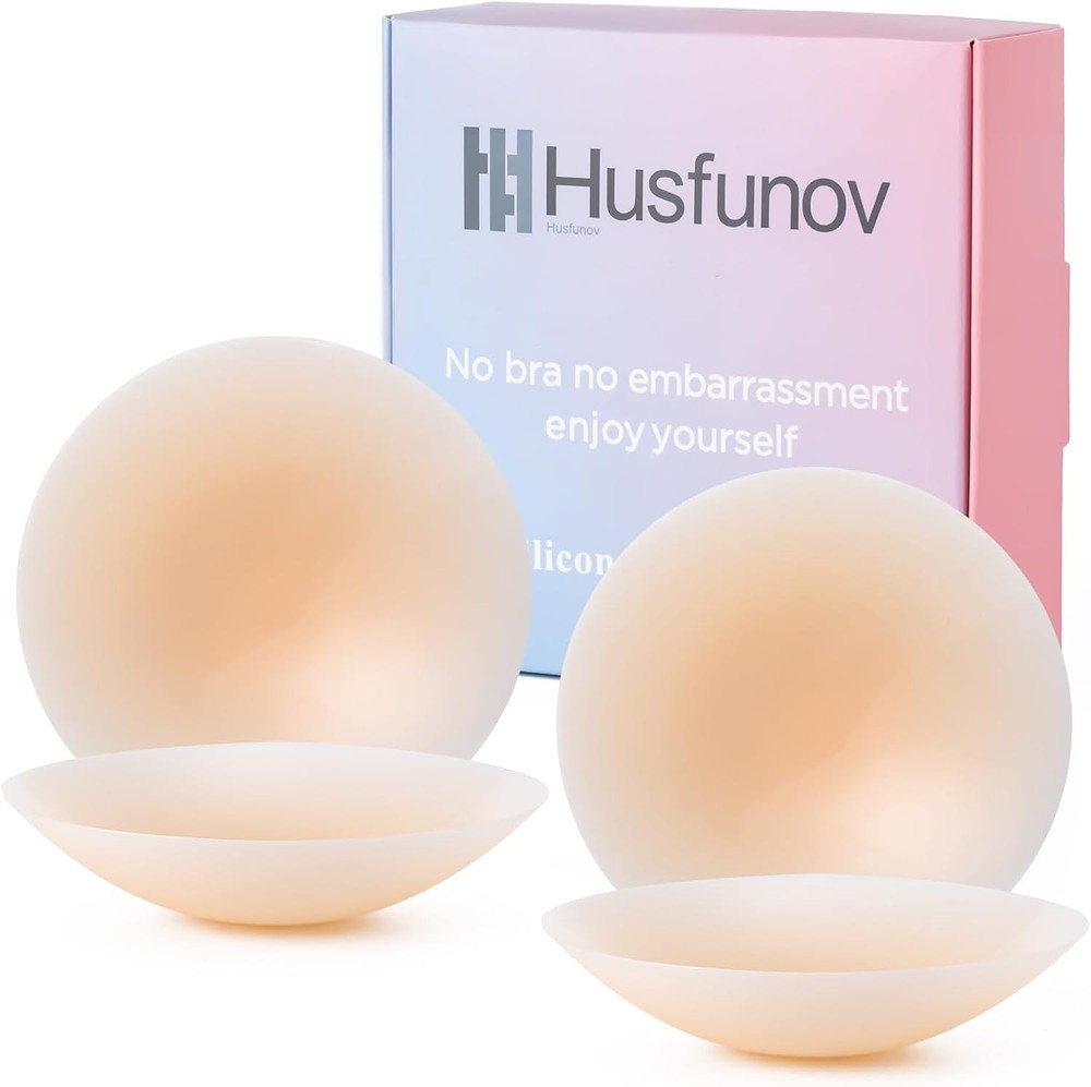2 Pairs, Ultra-thin Nipple Covers for Women - Sticky Silicone - L (fits D+ cups)