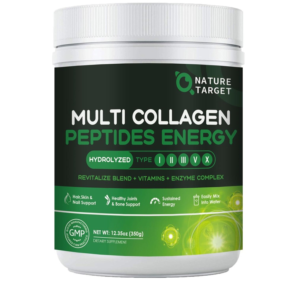 NATURE TARGET Multi-Collagen-Peptides-Powder - Hydrolyzed Collagen with Energ...