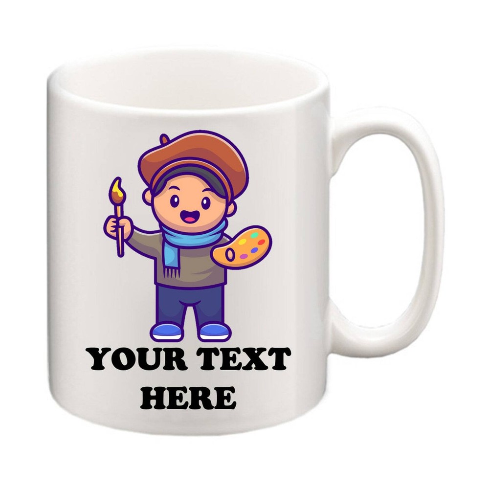 Personalised Cute Artist Kawaii Art Mug And Coaster Add Your Name!