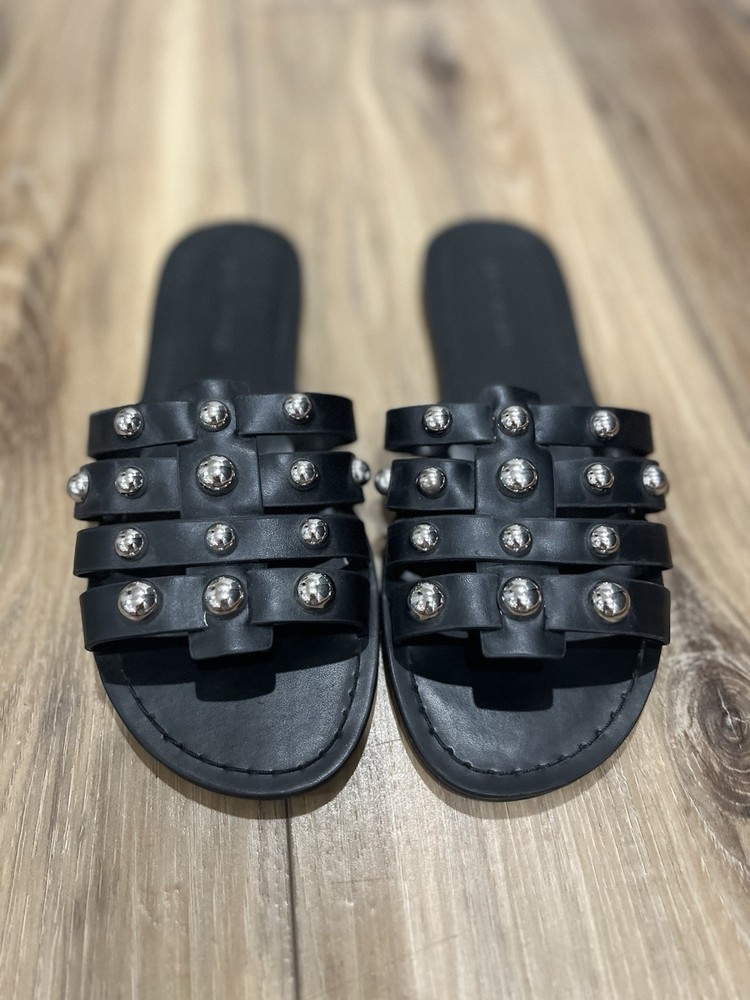 Steve Madden Black Studded Slide Sandals