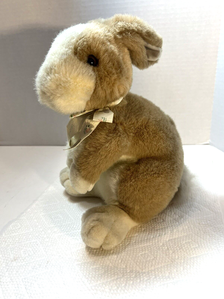 Mary Meyer Bunny Rabbit Stuffed Animal Bushy Tail Plush Ribbon 10