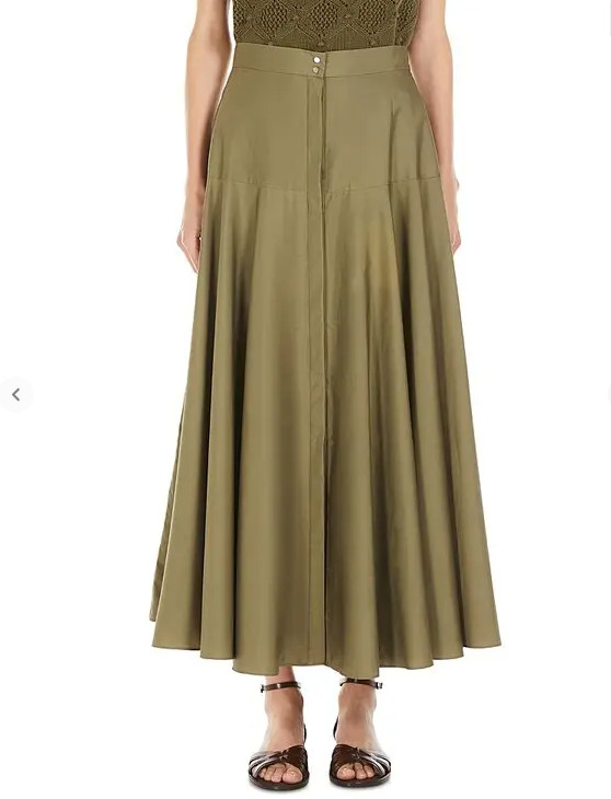 Max Mara Studio Oxiria Olive Green Midi Skirt - size 14 - retail $565