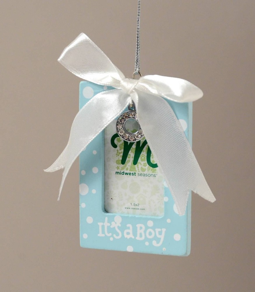 Blue Boy Photo Frame Christmas Ornament New  