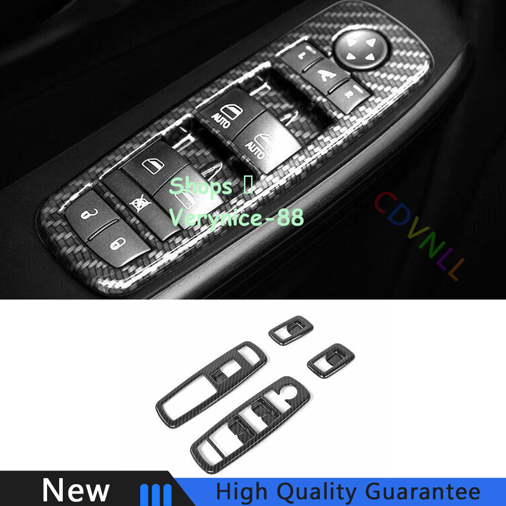 Fit For Jeep Cherokee 2014-2020 Carbon Fiber Window Lock Lift Panel Frame Trim