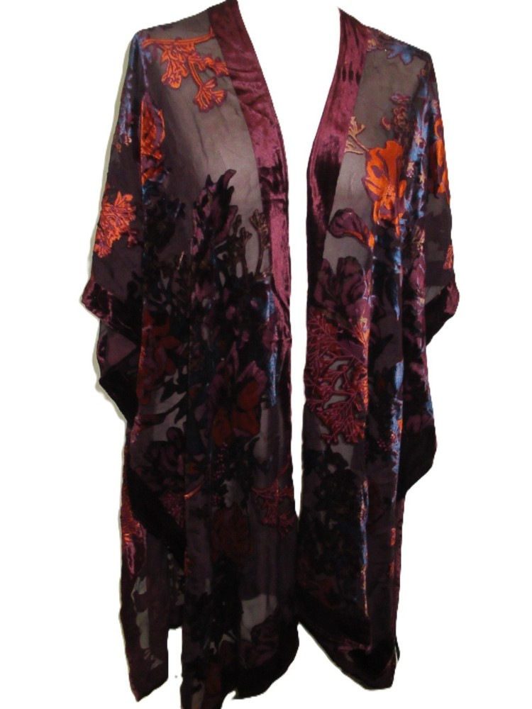 Torrid ~ Burnout Velvet Floral Kimono JACKET Duster ~ Size 0 Fits 1X 2X 3X ~READ