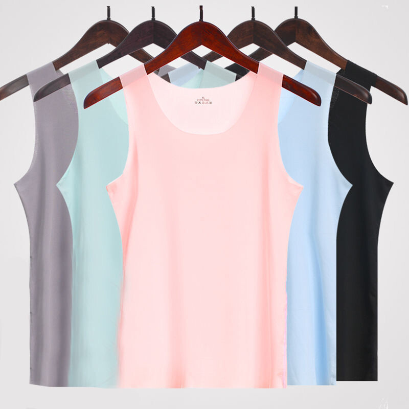 Womens Ice Silk Vest V Neck Tank Tops Ladies Casual Summer Camisole Sleeveless