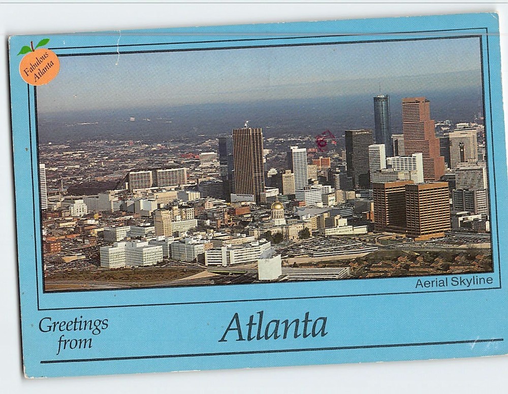 Postcard Aerial Skyline Greetings from Atlanta Georgia USA