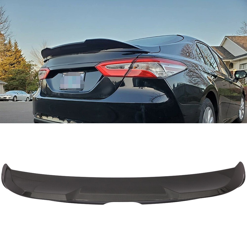 Rear Trunk Spoiler Lip For 2018-2023 Toyota Camry Glossy Black Carbon Fiber