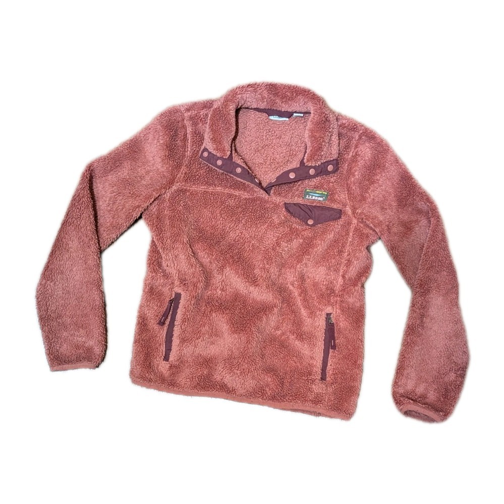 VTG LL Bean Womens XS Magenta Hi-Pile Soft Sherpa Fleece Jacket Full Zip Pockets