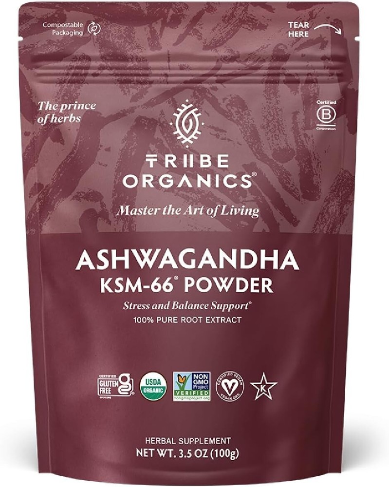 Apoyo al estado de ánimo orgánico y aumento de energía - KSM-66 extracto de ashwagandha en polvo 100 g