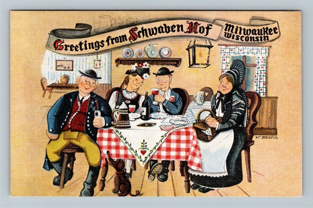Milwaukee WI-Wisconsin, The Schwaben Hof Antique Vintage Souvenir Postcard