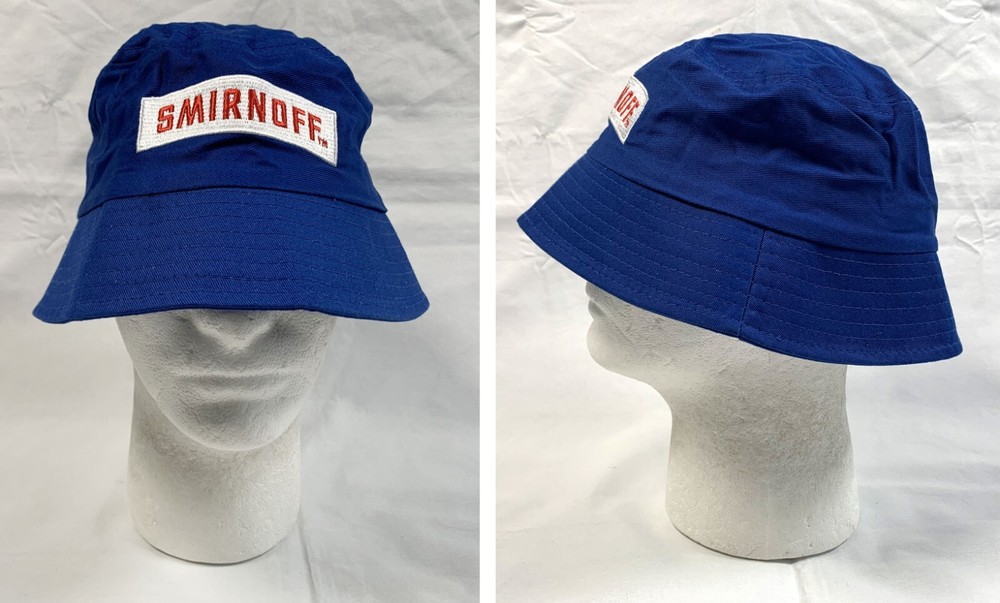 Smirnoff Vodka Embroidered Blue Bucket Hat Unisex for Beach Fishing Party