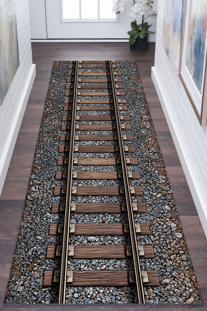 Railway Runner Rug,  Railroad Runner Rug, Train Track Runner Rug,Railroad Runner